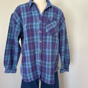 Faded Glory Blue and Purple Plaid Shirt vintage Y2K